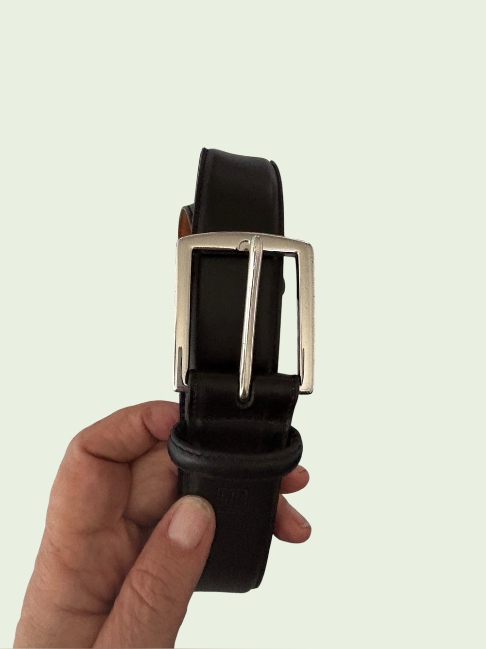 Lauren Ralph Lauren Men’s Black Leather Belt Size 34 Silver Buckle